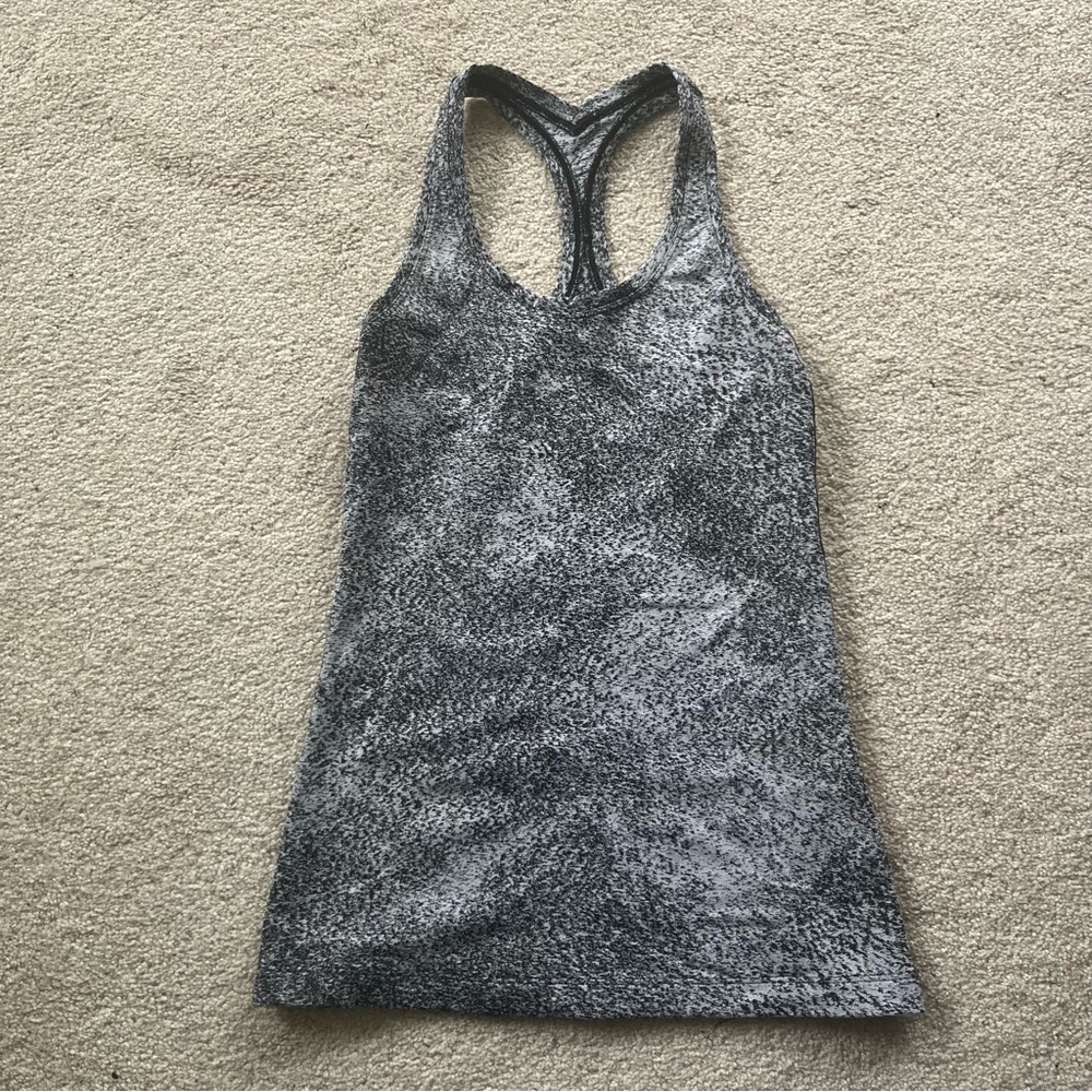 Lululemon Cool Racerback Black and White Jacquard Spray Tank‎